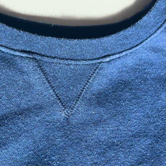 Raw Hem Soft Blue Crop Crewneck Sweater - Picture 2 of 3